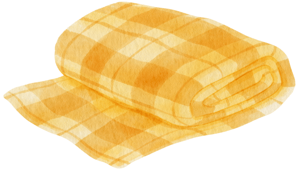 yellow Checkered Beach towel picnic blanket in watercolor png