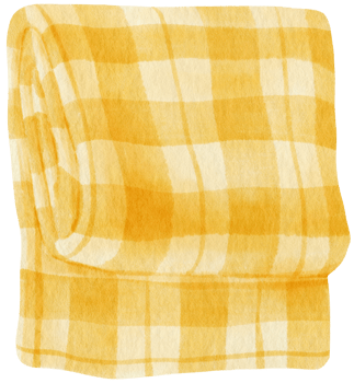 yellow Checkered Beach towel picnic blanket in watercolor png