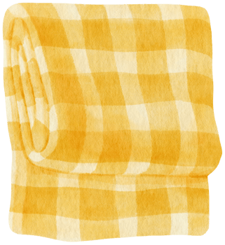 yellow Checkered Beach towel picnic blanket in watercolor png