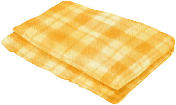 yellow Checkered Beach towel picnic blanket in watercolor png