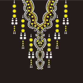Traditional geometric embroidered neckline,collar for modern fashion vector