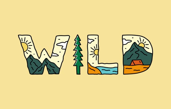 Wild letter with nature design inside for t-shirt, sticker, and other use vector