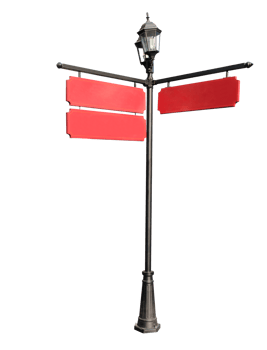 Blank three red directional with space for customized wording, isolated on white, clipping path png