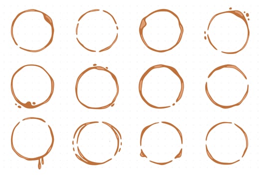 Collection of coffee cup round stains of simple shapes. vector