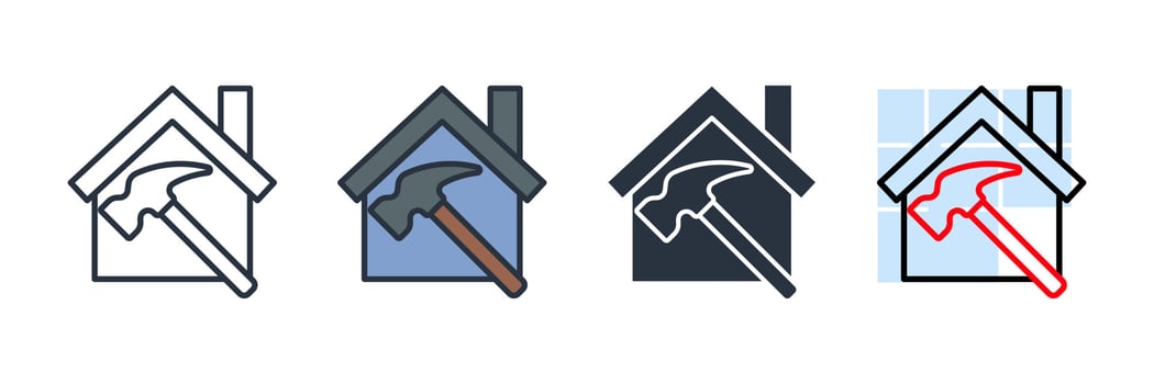 renovation icon logo vector illustration. home repair symbol template for graphic and web design collection