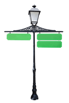 Blank three green directional with space for customized wording, isolated on white, clipping path png