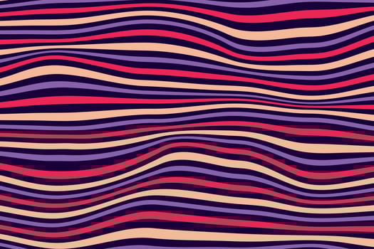Horizontal wavy lines in blue, purple, red and yellow colors. Abstract wave pattern background in vibrant colors. vector