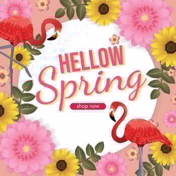 florals hello spring background vector for holidays mood