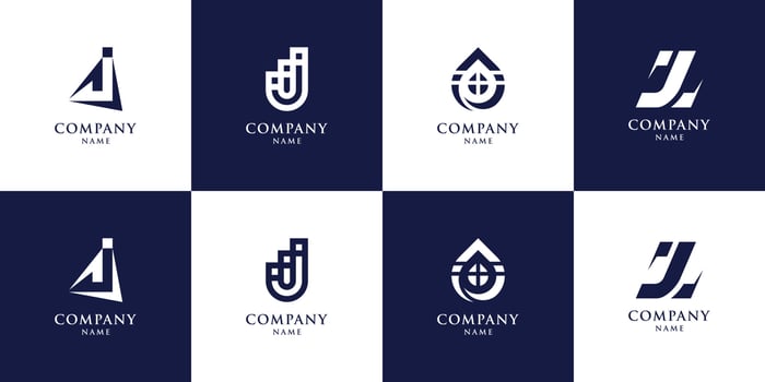 Set of monogram initial letter j logo with concept creative vector