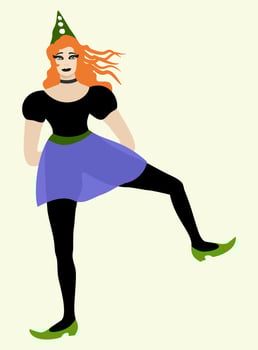 Vector isolated illustration of a sad redhead clowness.