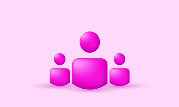 unique 3d pink leadership bunch people user social icon design isolated on vector