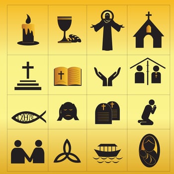 black christian faith icons isolate on gold background vector