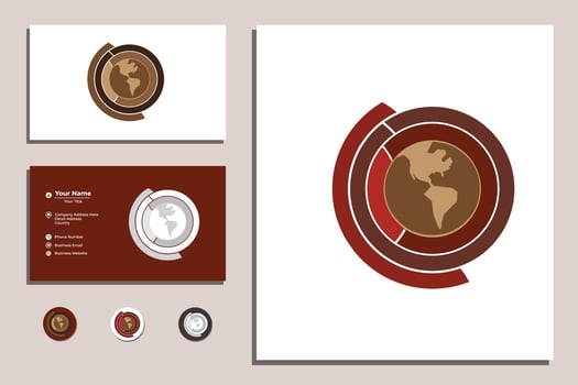 globe in circle with business card vector