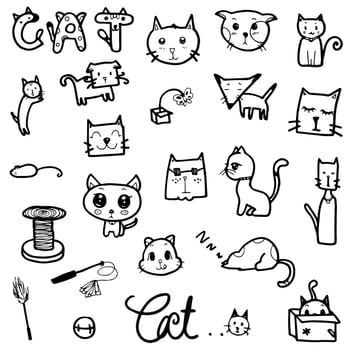 Cat doodle collection vector