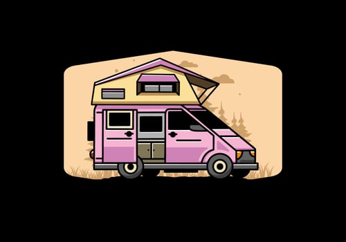 Camping on roof car illustration design vector