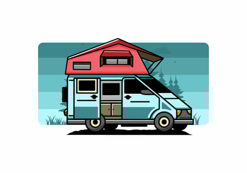 Camping on roof car illustration design vector