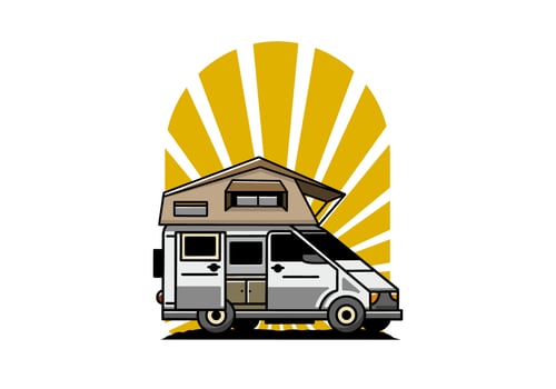 Camping on roof car illustration design vector