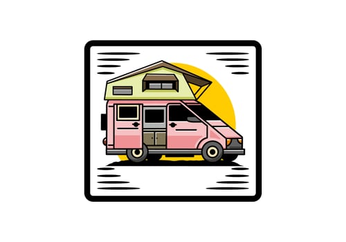 Camping on roof car illustration design vector