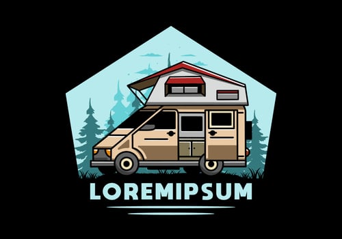 Camping on roof car illustration design vector