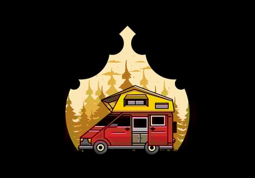Camping on roof car illustration design vector