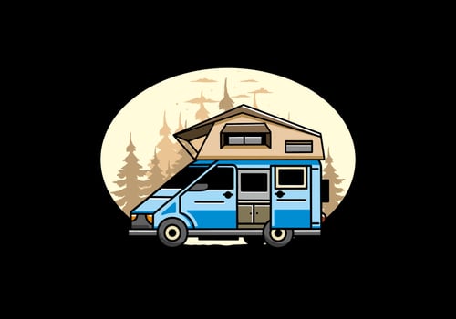 Camping on roof car illustration design vector