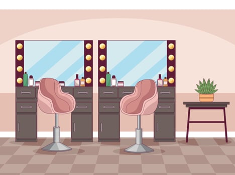 beauty salon with chairs vector
