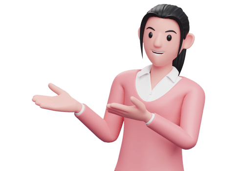 3d sweet girl open both hands to the side, girl in white shirt presenting pose illustration 3D rendering png
