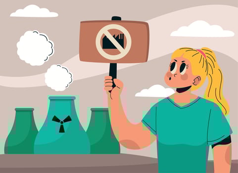 female ecologist with placard vector