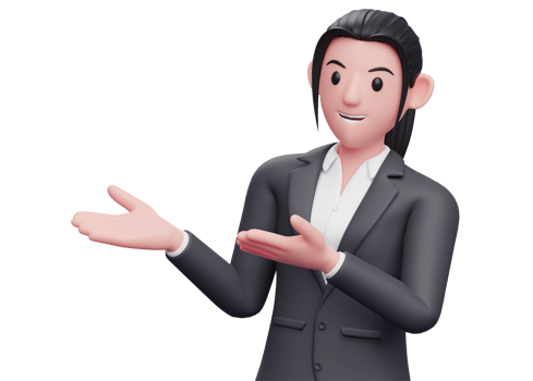 business woman in formal suit open both hands to the side, business woman in formal suit pointing illustration png