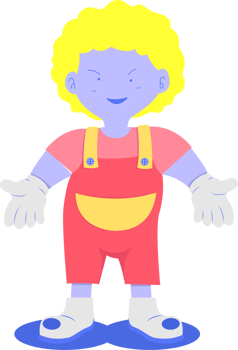 a yellow head kid standing showing hands png