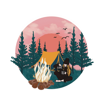Night Camping land scape scene png