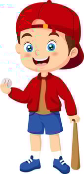 Cute little boy baseball player vector