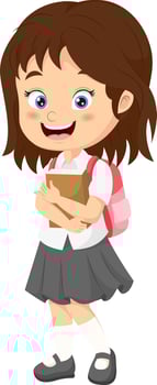 Cartoon school girl holding a book vector