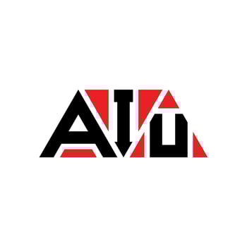 AIU triangle letter logo design with triangle shape. AIU triangle logo design monogram. AIU triangle vector logo template with red color. AIU triangular logo Simple, Elegant, and Luxurious Logo. AIU