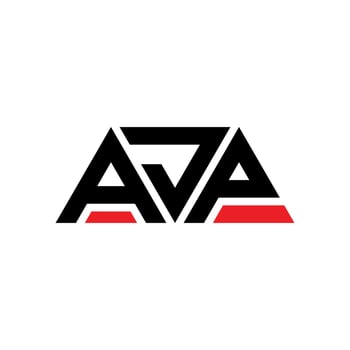 AJP triangle letter logo design with triangle shape. AJP triangle logo design monogram. AJP triangle vector logo template with red color. AJP triangular logo Simple, Elegant, and Luxurious Logo. AJP