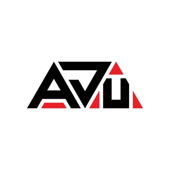 AJU triangle letter logo design with triangle shape. AJU triangle logo design monogram. AJU triangle vector logo template with red color. AJU triangular logo Simple, Elegant, and Luxurious Logo. AJU