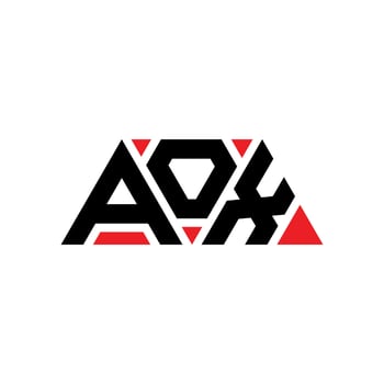 AOX triangle letter logo design with triangle shape. AOX triangle logo design monogram. AOX triangle vector logo template with red color. AOX triangular logo Simple, Elegant, and Luxurious Logo. AOX