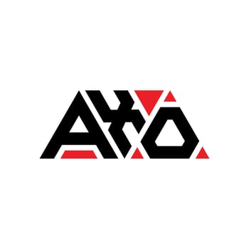 AXO triangle letter logo design with triangle shape. AXO triangle logo design monogram. AXO triangle vector logo template with red color. AXO triangular logo Simple, Elegant, and Luxurious Logo. AXO