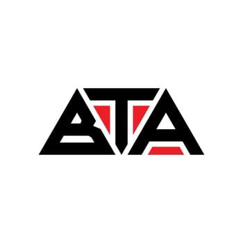 BTA triangle letter logo design with triangle shape. BTA triangle logo design monogram. BTA triangle vector logo template with red color. BTA triangular logo Simple, Elegant, and Luxurious Logo. BTA