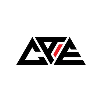 CAE triangle letter logo design with triangle shape. CAE triangle logo design monogram. CAE triangle vector logo template with red color. CAE triangular logo Simple, Elegant, and Luxurious Logo. CAE