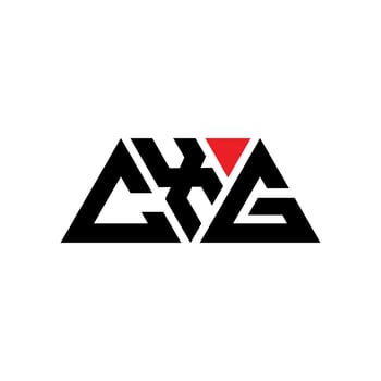CXG triangle letter logo design with triangle shape. CXG triangle logo design monogram. CXG triangle vector logo template with red color. CXG triangular logo Simple, Elegant, and Luxurious Logo. CXG