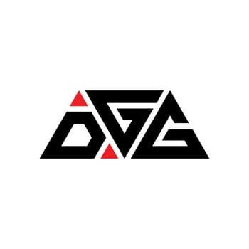 DGG triangle letter logo design with triangle shape. DGG triangle logo design monogram. DGG triangle vector logo template with red color. DGG triangular logo Simple, Elegant, and Luxurious Logo. DGG
