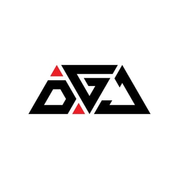 DGJ triangle letter logo design with triangle shape. DGJ triangle logo design monogram. DGJ triangle vector logo template with red color. DGJ triangular logo Simple, Elegant, and Luxurious Logo. DGJ