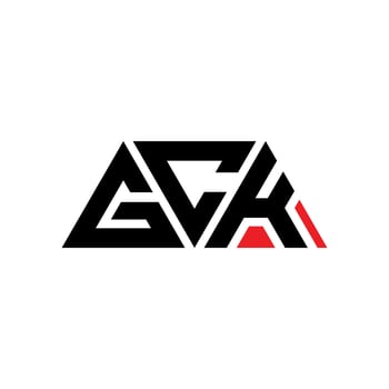 GCK triangle letter logo design with triangle shape. GCK triangle logo design monogram. GCK triangle vector logo template with red color. GCK triangular logo Simple, Elegant, and Luxurious Logo. GCK