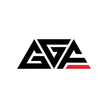 GGF triangle letter logo design with triangle shape. GGF triangle logo design monogram. GGF triangle vector logo template with red color. GGF triangular logo Simple, Elegant, and Luxurious Logo. GGF