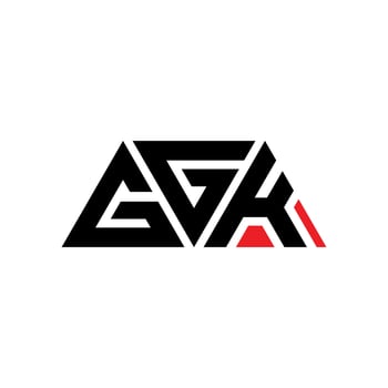 GGK triangle letter logo design with triangle shape. GGK triangle logo design monogram. GGK triangle vector logo template with red color. GGK triangular logo Simple, Elegant, and Luxurious Logo. GGK