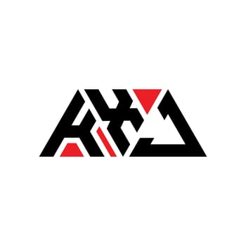 KXJ triangle letter logo design with triangle shape. KXJ triangle logo design monogram. KXJ triangle vector logo template with red color. KXJ triangular logo Simple, Elegant, and Luxurious Logo. KXJ