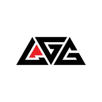 LGG triangle letter logo design with triangle shape. LGG triangle logo design monogram. LGG triangle vector logo template with red color. LGG triangular logo Simple, Elegant, and Luxurious Logo. LGG