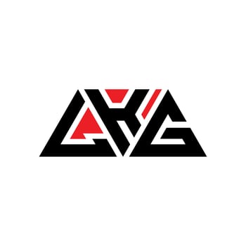 LKG triangle letter logo design with triangle shape. LKG triangle logo design monogram. LKG triangle vector logo template with red color. LKG triangular logo Simple, Elegant, and Luxurious Logo. LKG