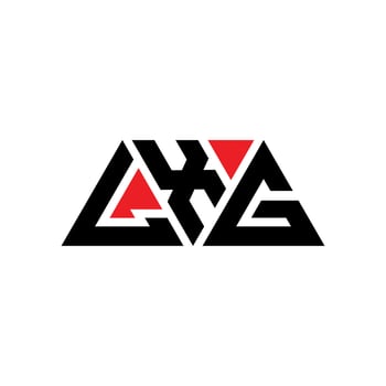 LXG triangle letter logo design with triangle shape. LXG triangle logo design monogram. LXG triangle vector logo template with red color. LXG triangular logo Simple, Elegant, and Luxurious Logo. LXG